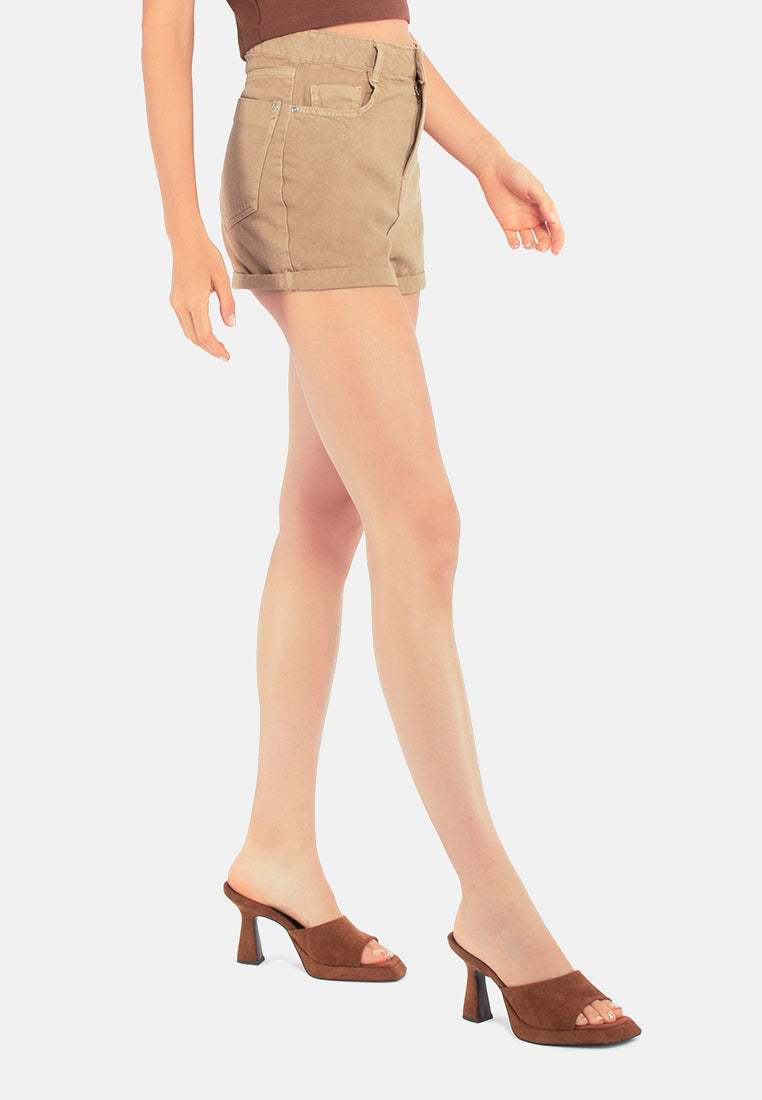 basic upturn hem shorts#color_cream-camel