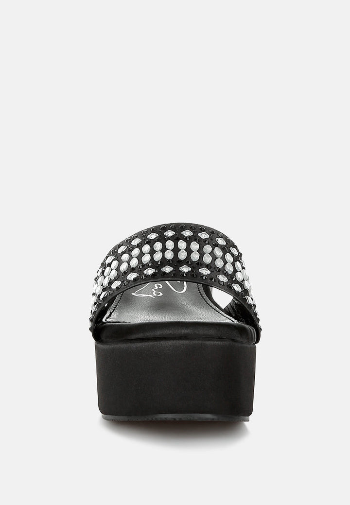 diamante & rhinestone detail stylish flatforms by ruw#color_black