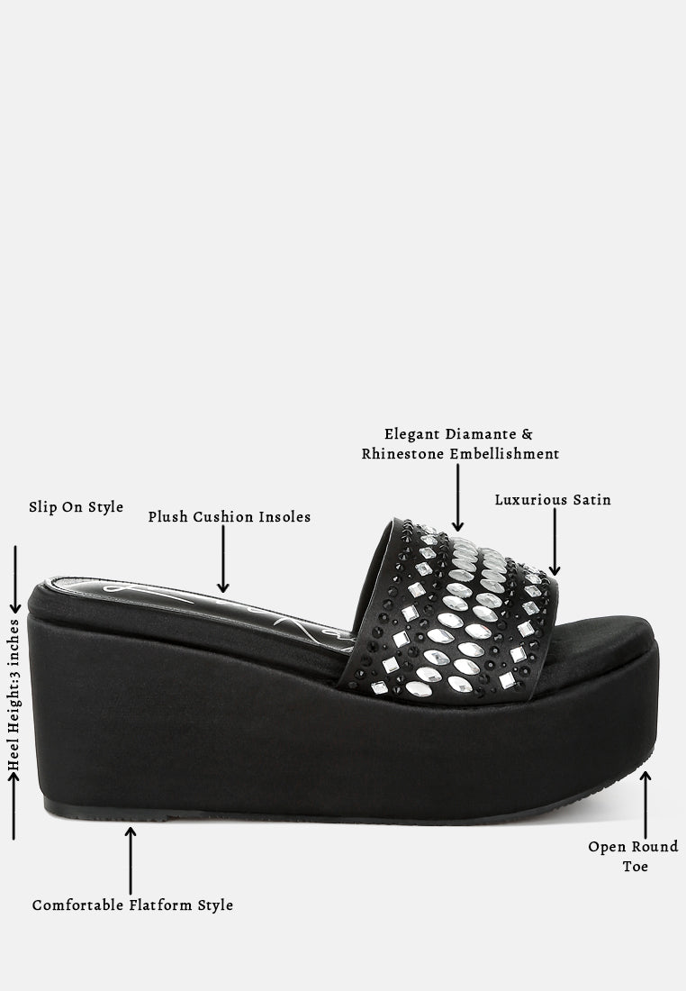 diamante & rhinestone detail stylish flatforms by ruw#color_black