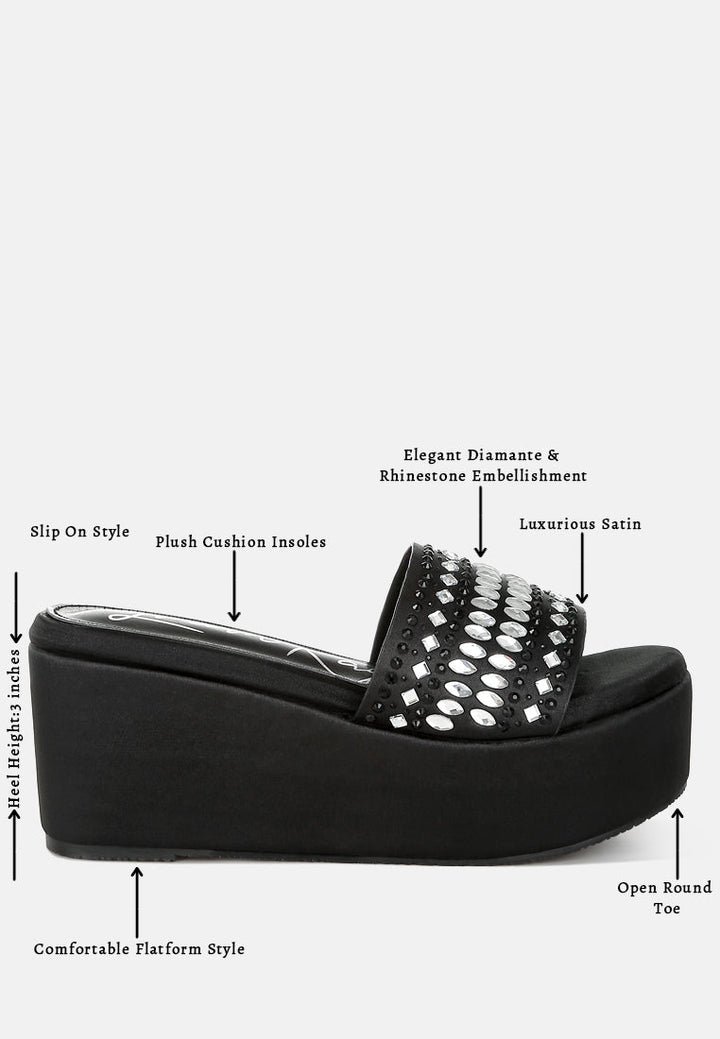 diamante & rhinestone detail stylish flatforms by ruw#color_black