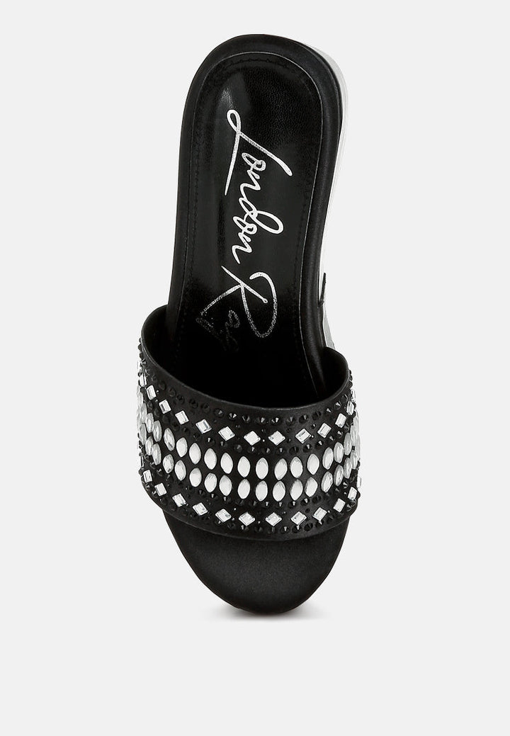 diamante & rhinestone detail stylish flatforms by ruw#color_black