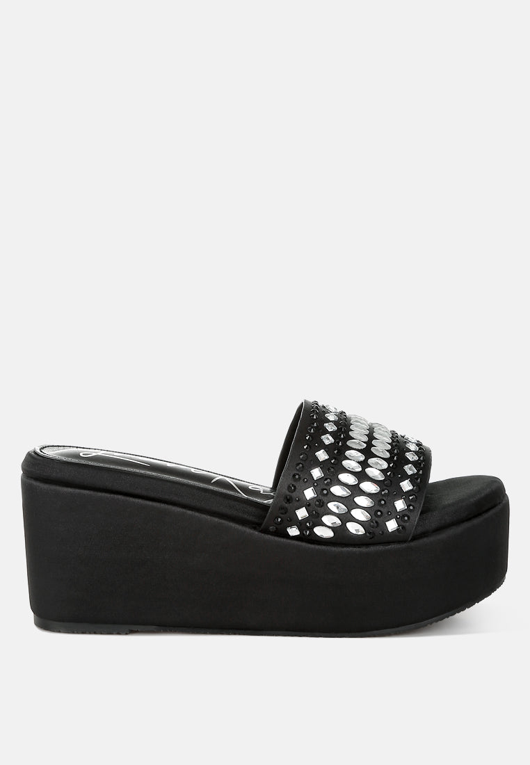 diamante & rhinestone detail stylish flatforms by ruw#color_black
