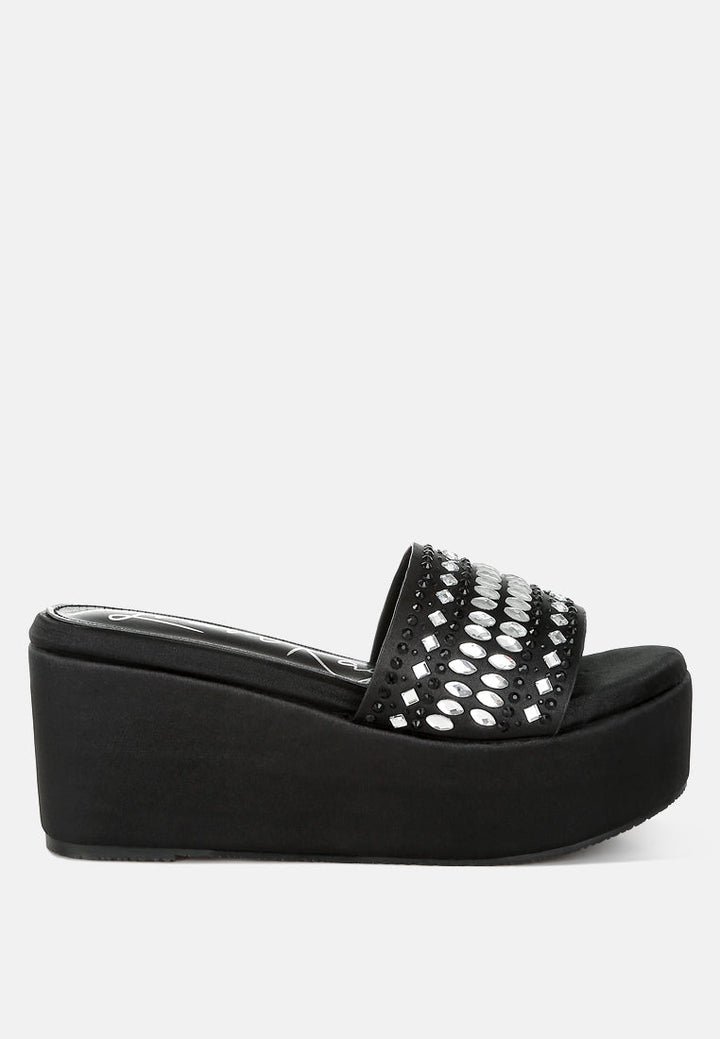 diamante & rhinestone detail stylish flatforms by ruw#color_black

