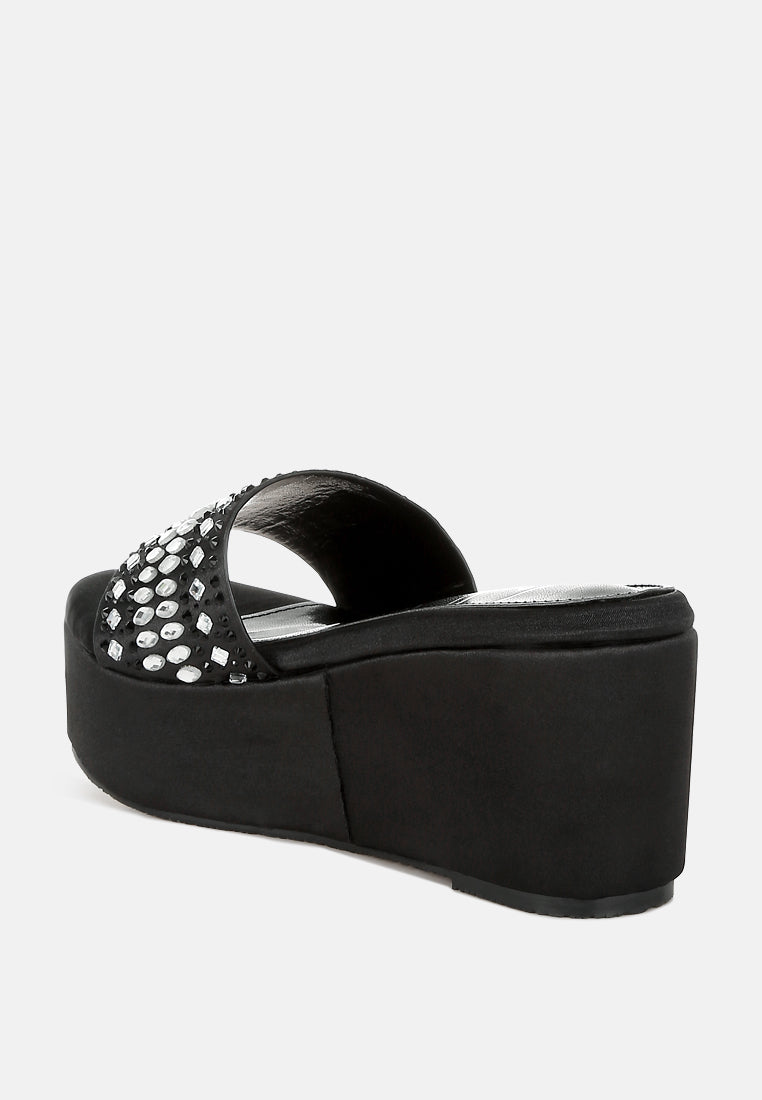 diamante & rhinestone detail stylish flatforms by ruw#color_black