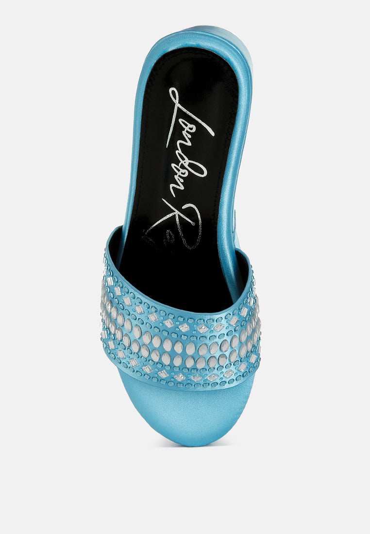diamante & rhinestone detail stylish flatforms by ruw#color_blue