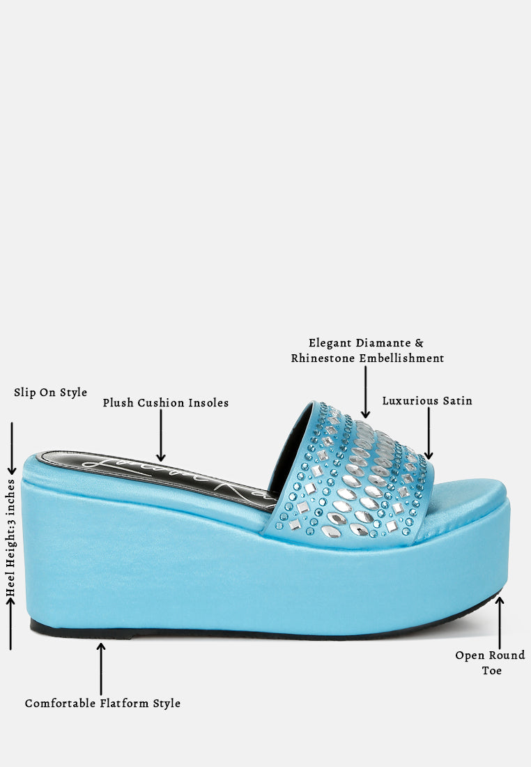 diamante & rhinestone detail stylish flatforms by ruw#color_blue