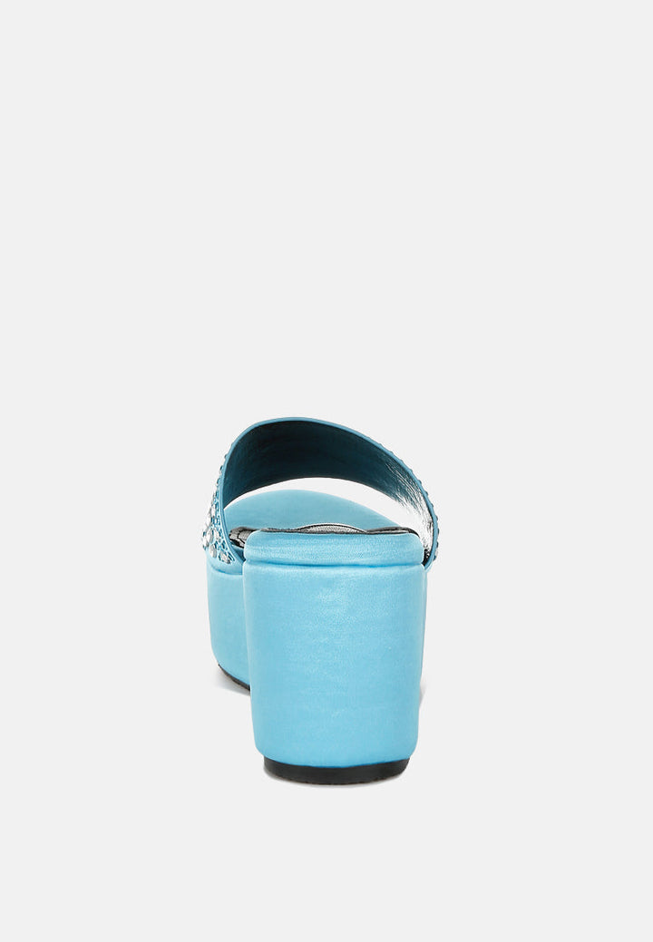 diamante & rhinestone detail stylish flatforms by ruw#color_blue