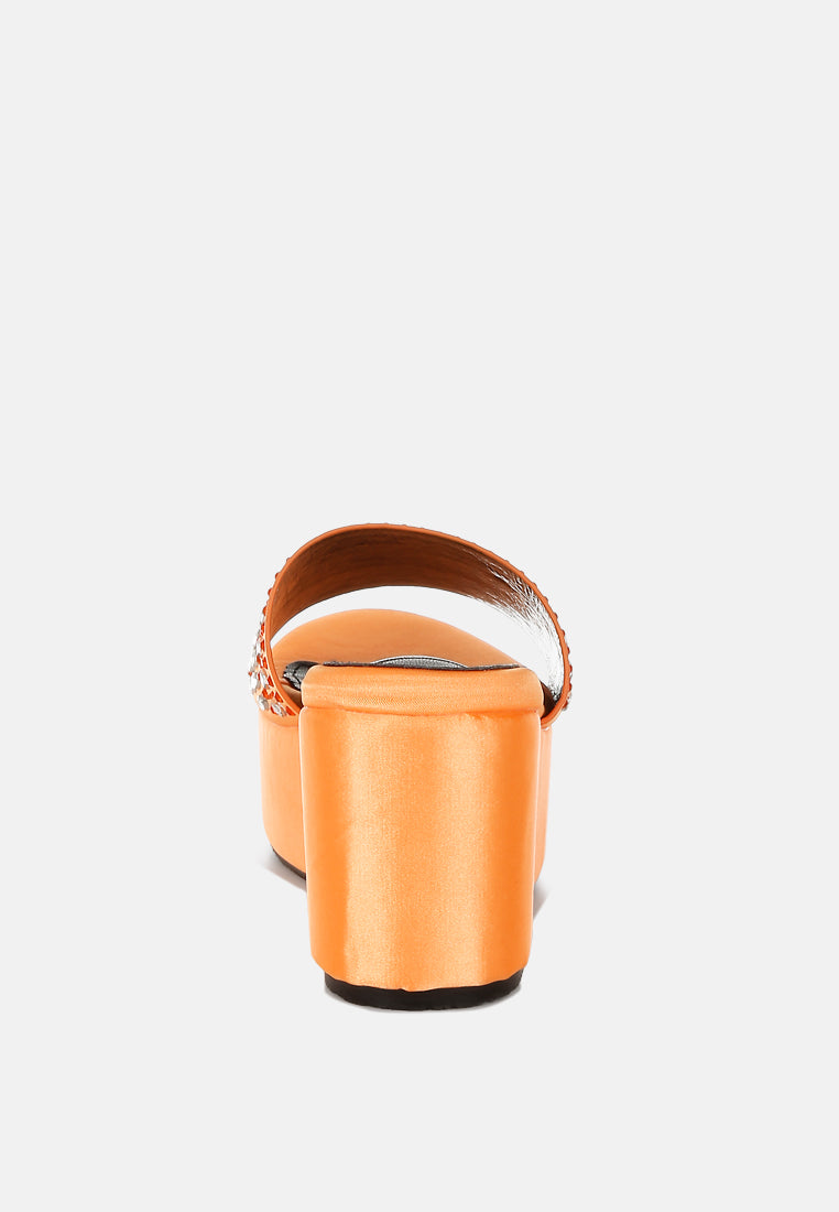 diamante & rhinestone detail stylish flatforms by ruw#color_orange