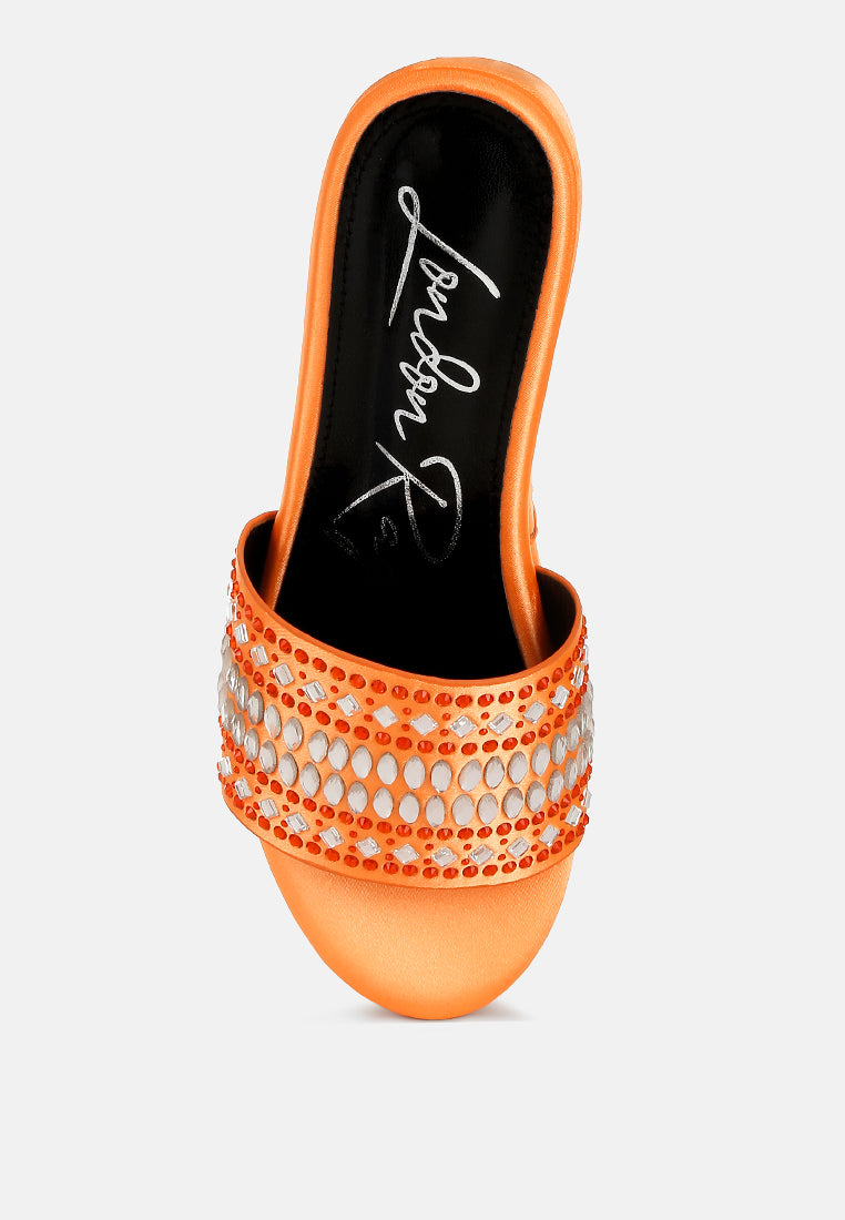 diamante & rhinestone detail stylish flatforms by ruw#color_orange