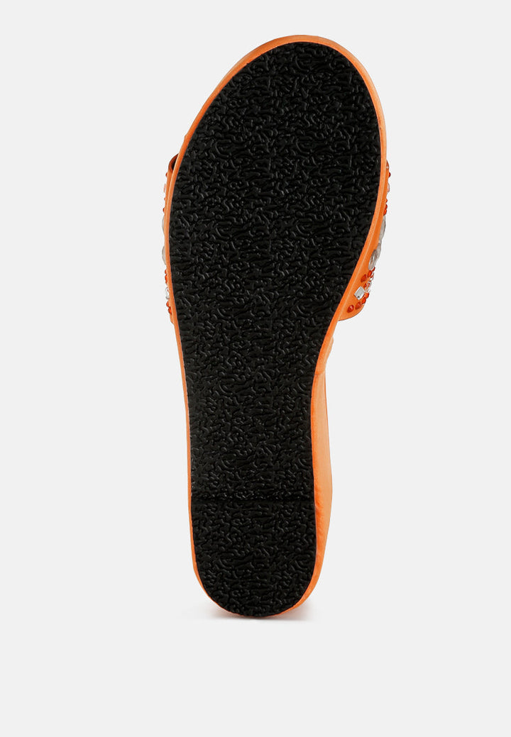diamante & rhinestone detail stylish flatforms by ruw#color_orange