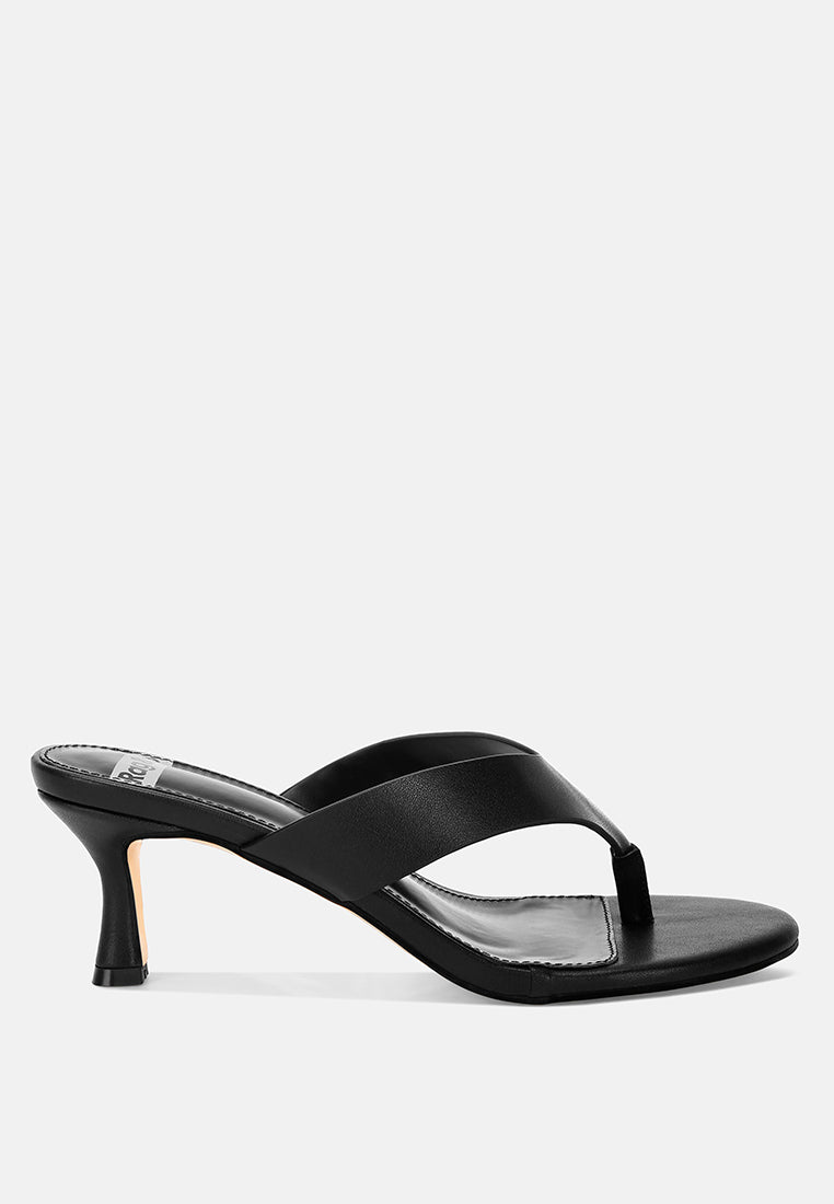 beaboux thong strap kitten heel sandals#color_black Leather
