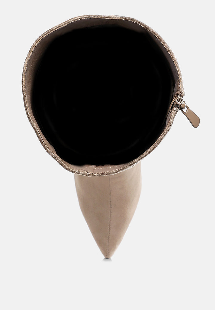 rhinestone patterned calf boots by ruw#color_beige