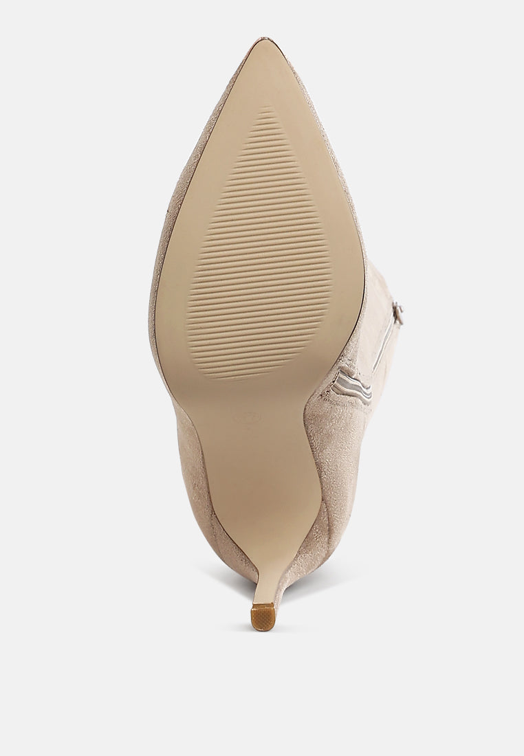 rhinestone patterned calf boots by ruw#color_beige