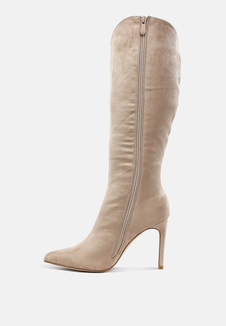 rhinestone patterned calf boots by ruw#color_beige