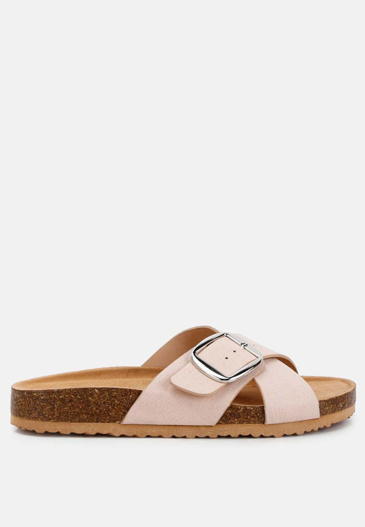 buckle slip-on sandals by ruw#color_beige