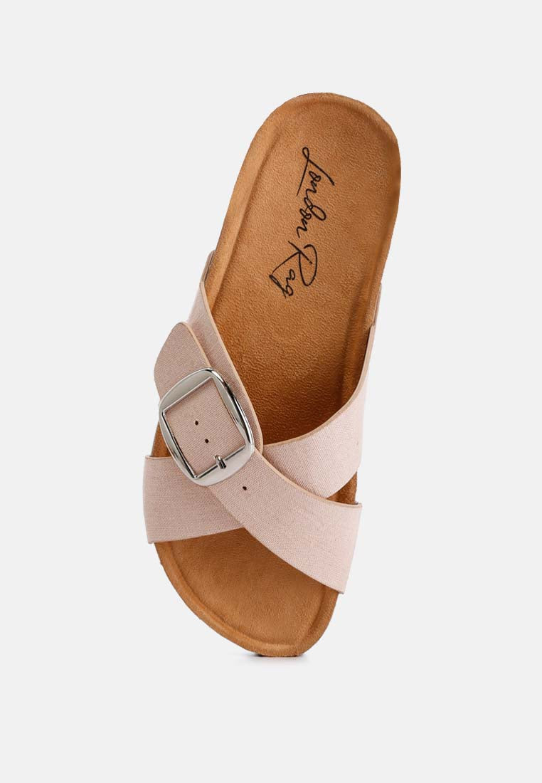 buckle slip-on sandals by ruw#color_beige