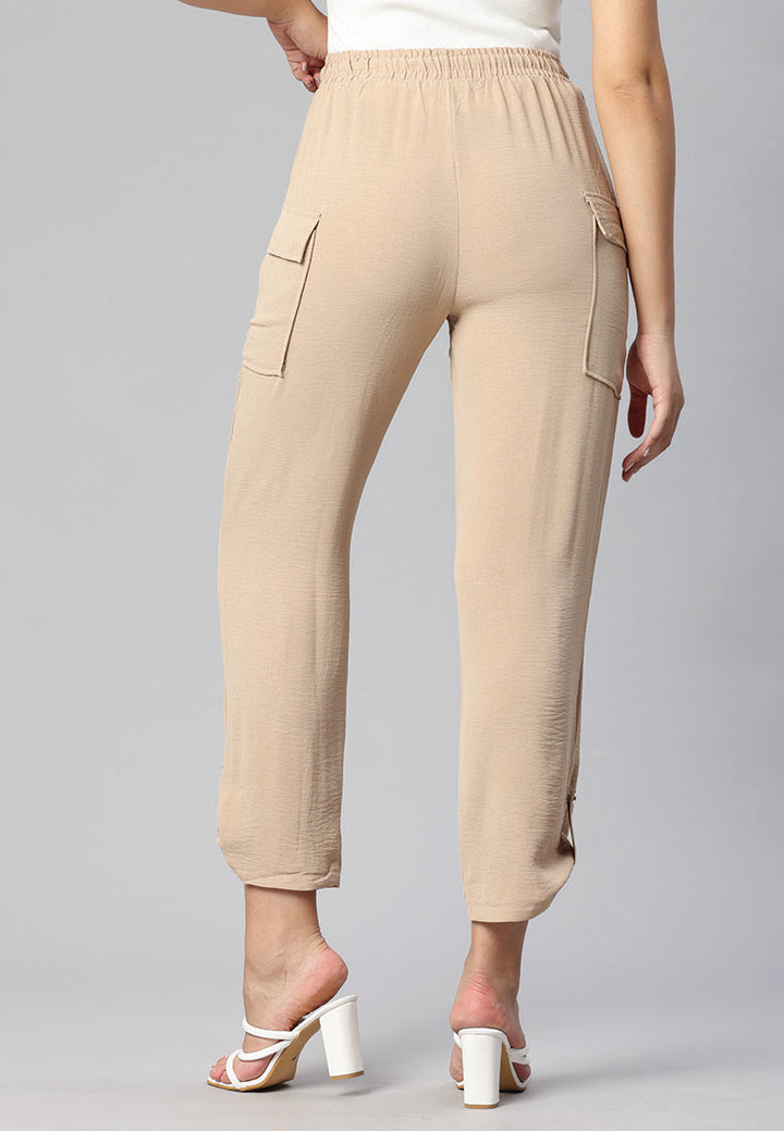 drawstring waistband cargo pants by ruw#color_beige