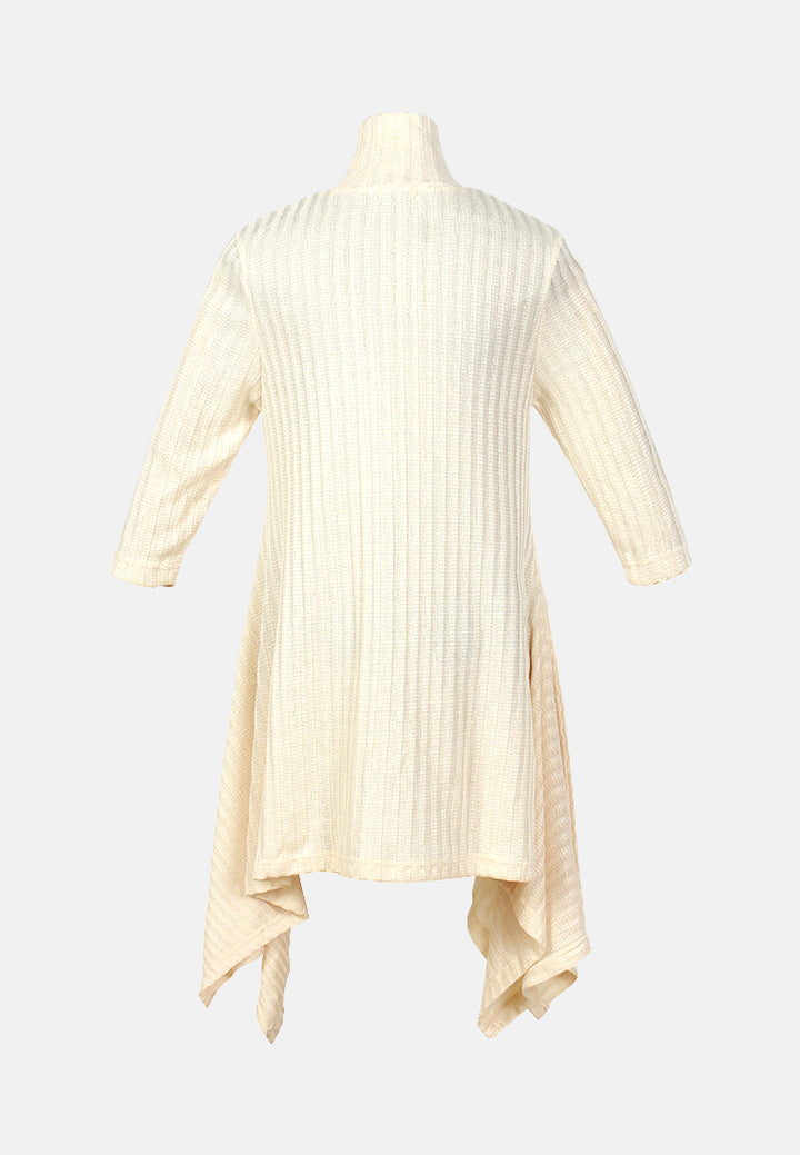 long sleeve irregular hem sweater dress#color_beige