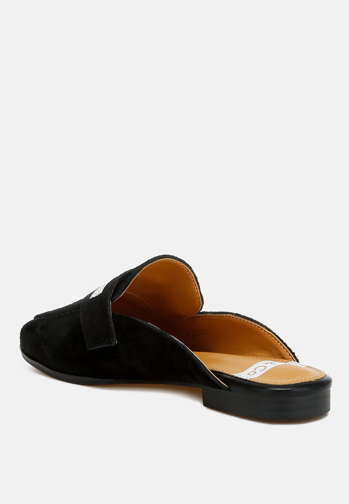 rhinestone strap suede mules by ruw#color_black