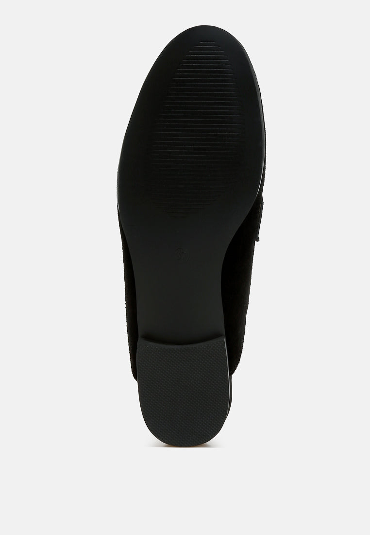 rhinestone strap suede mules by ruw#color_black
