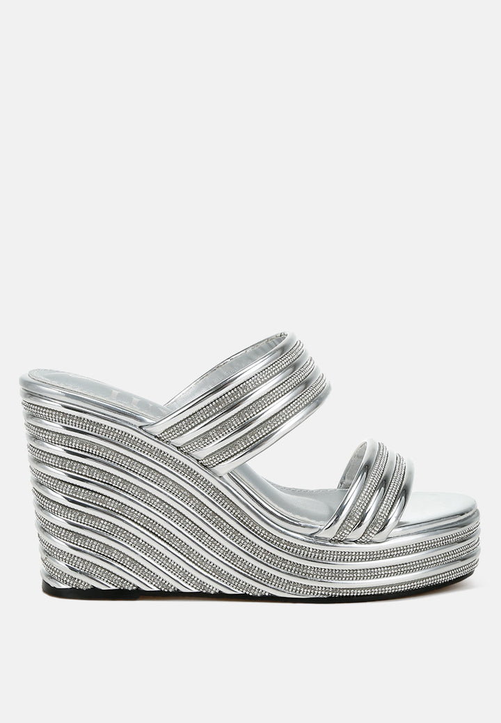 metallic faux leather wedge sandals by ruw#color_silver