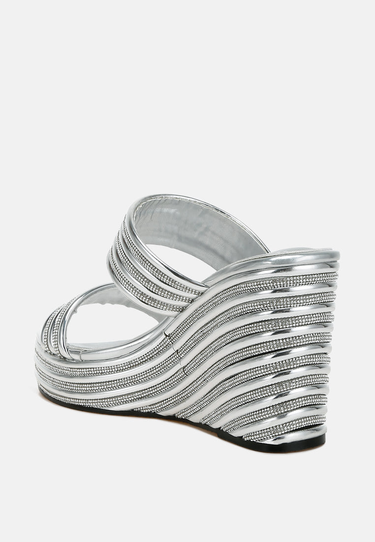 metallic faux leather wedge sandals by ruw#color_silver