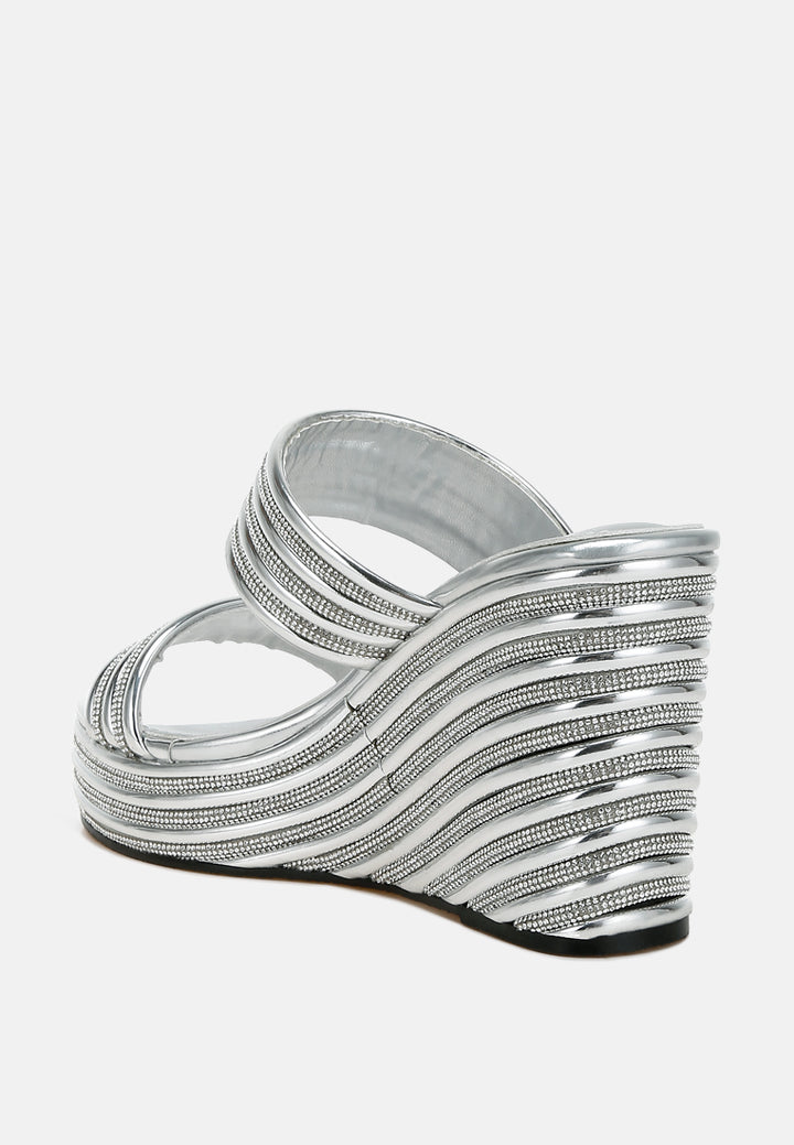 metallic faux leather wedge sandals by ruw#color_silver