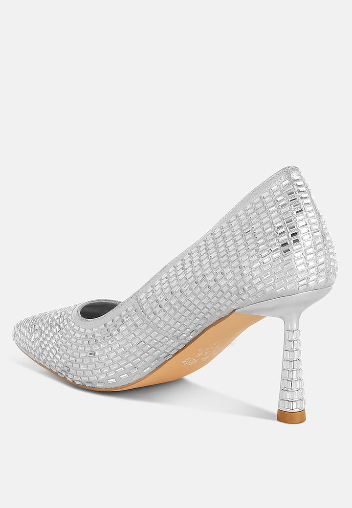 rhinestones embellished pumps by ruw#color_silver