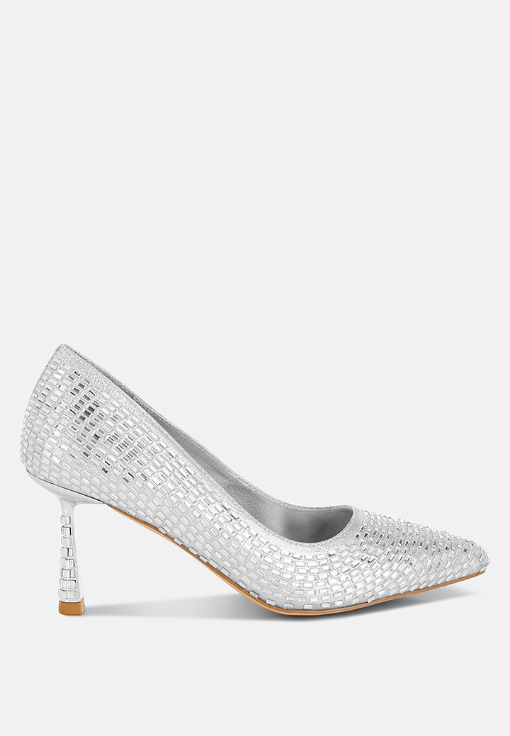 rhinestones embellished pumps by ruw#color_silver