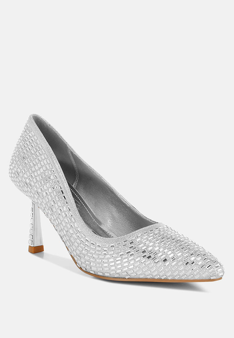 rhinestones embellished pumps by ruw#color_silver