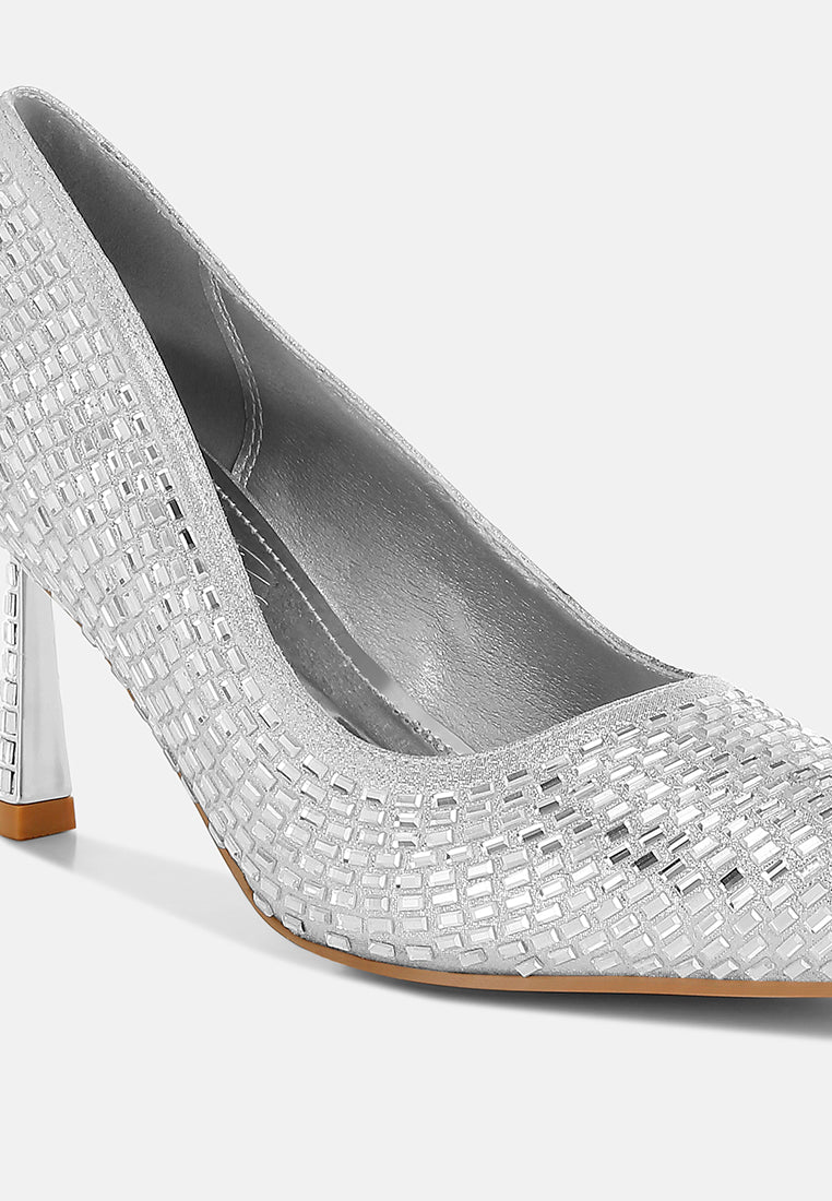 rhinestones embellished pumps by ruw#color_silver