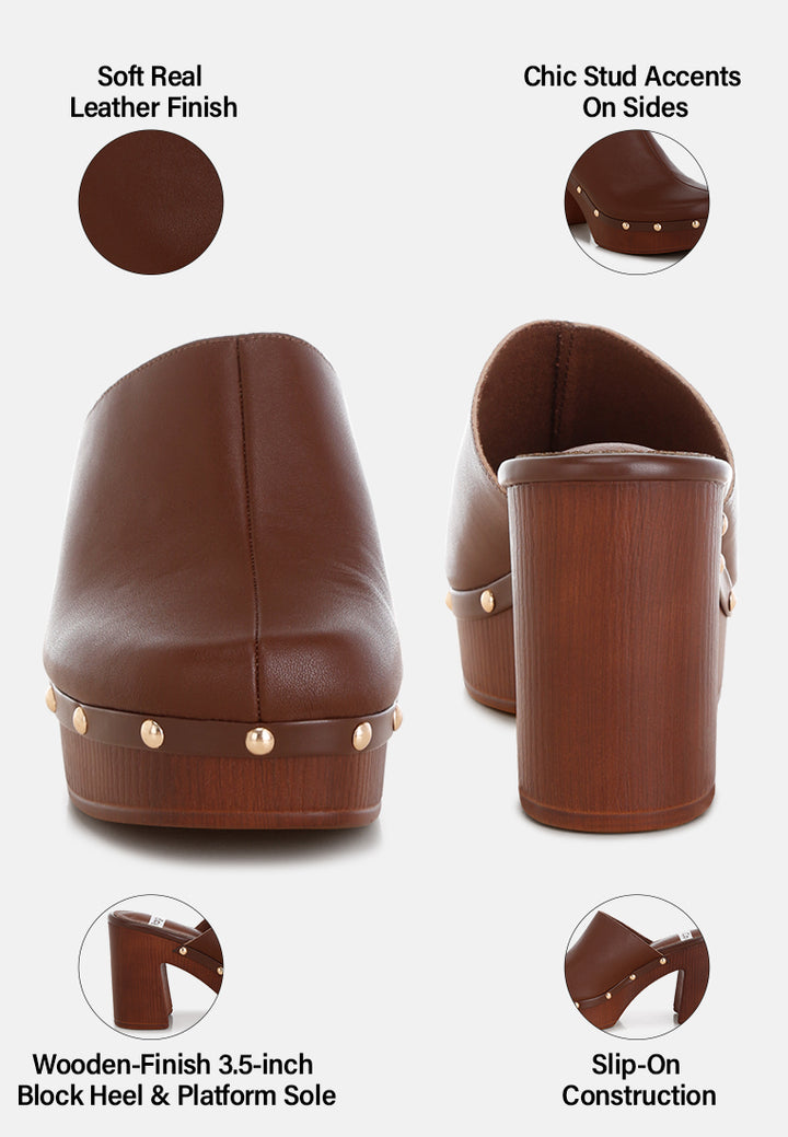 benji recycled leather clogs#color_brown
