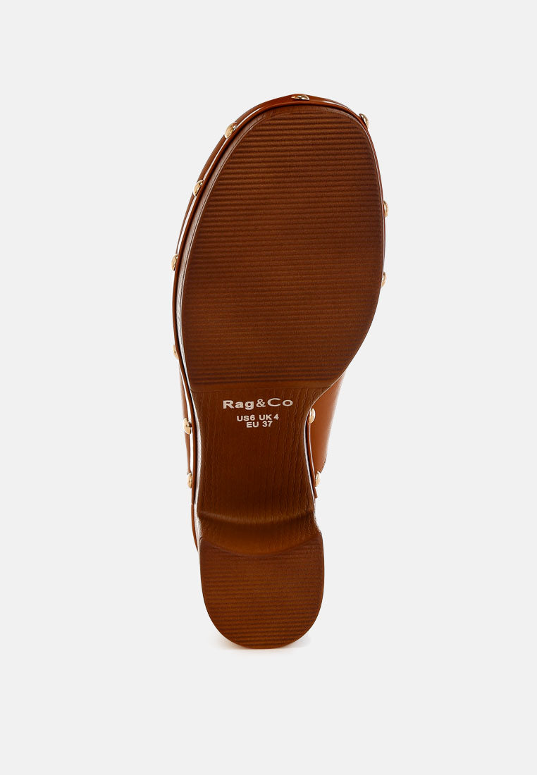 benji recycled leather clogs#color_tan
