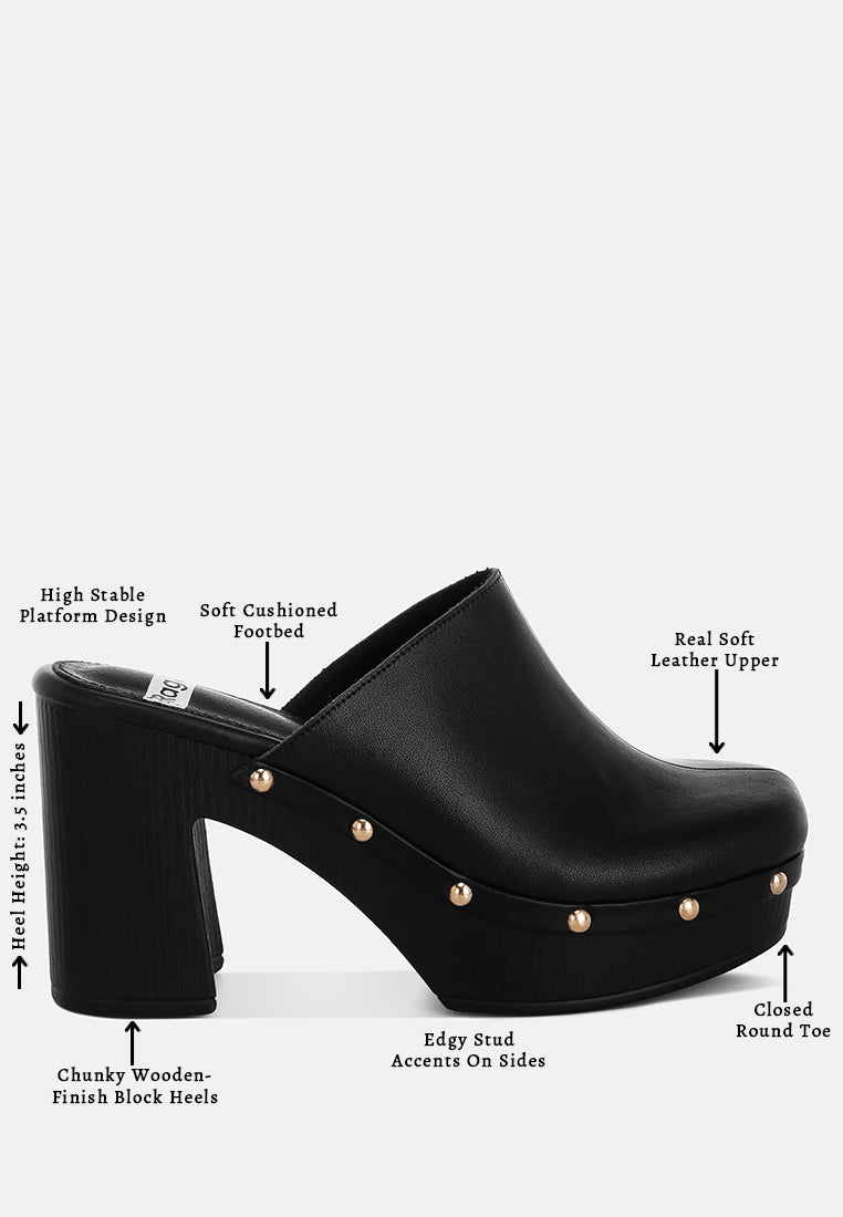 benji recycled leather clogs#color_black