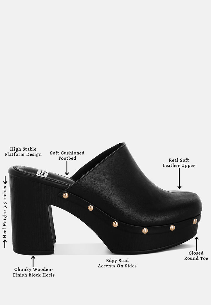 benji recycled leather clogs#color_black