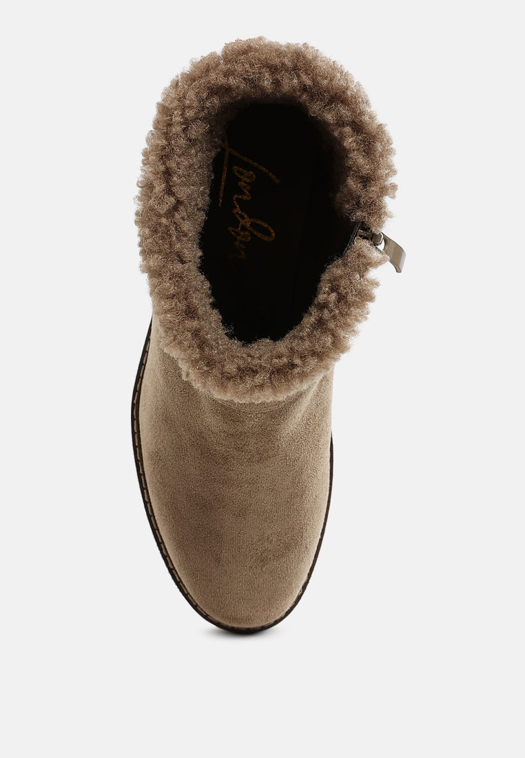faux fur harness boots by ruw#color_taupe