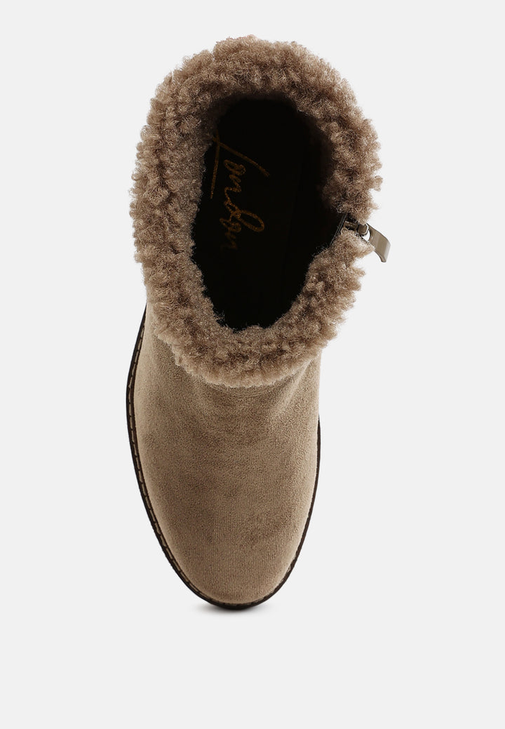 faux fur harness boots by ruw#color_taupe