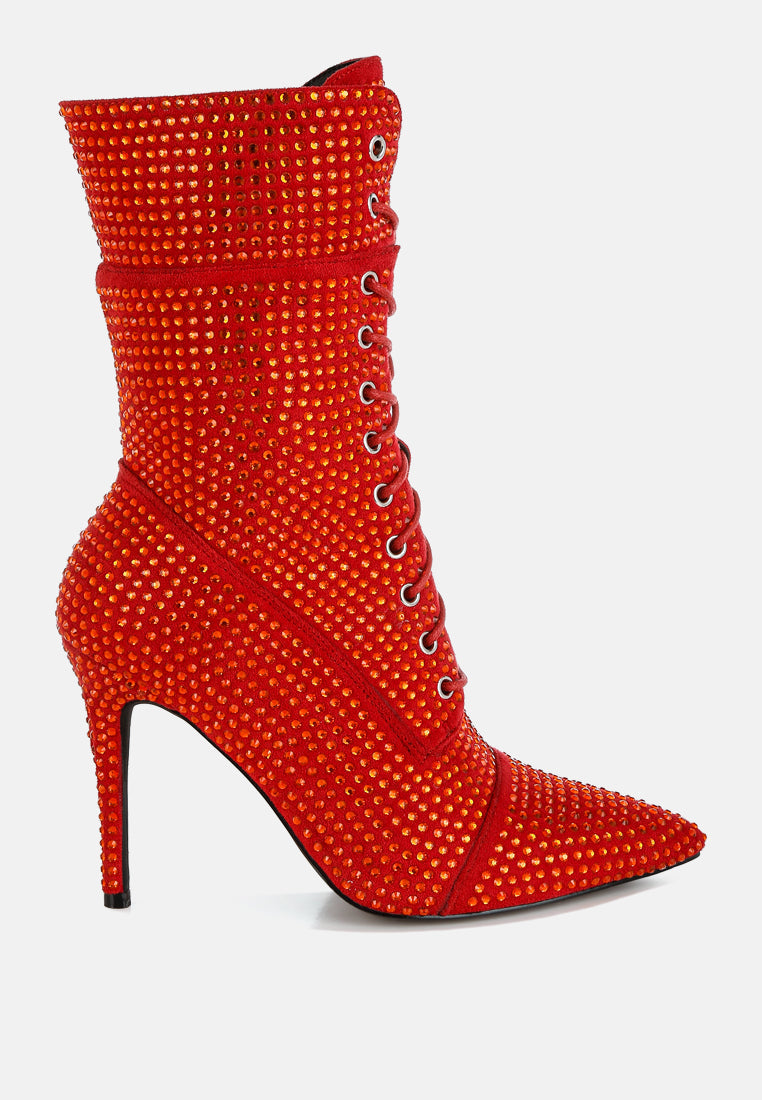 rhinestones embellished calf boots by ruw#color_red