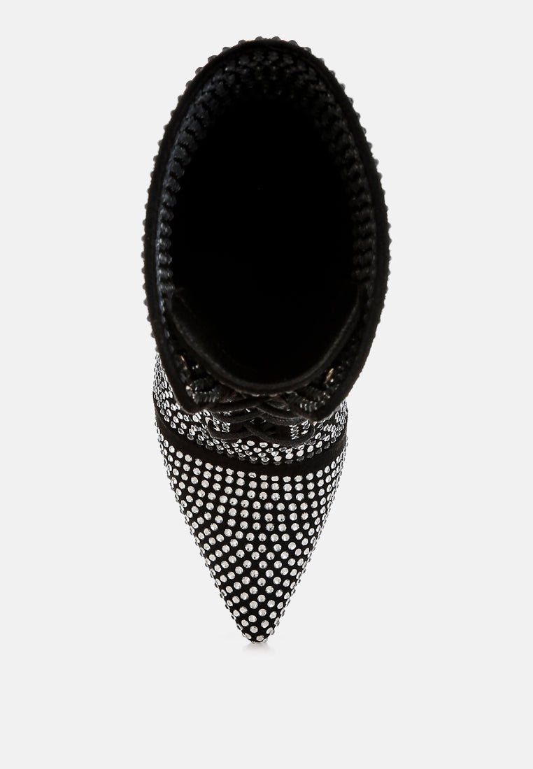 rhinestones embellished calf boots by ruw#color_black