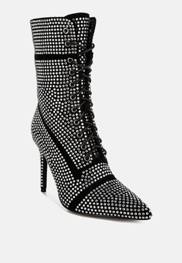 rhinestones embellished calf boots by ruw#color_black