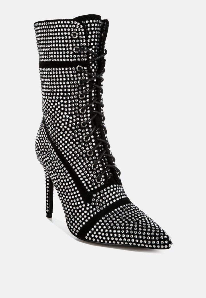 rhinestones embellished calf boots by ruw#color_black