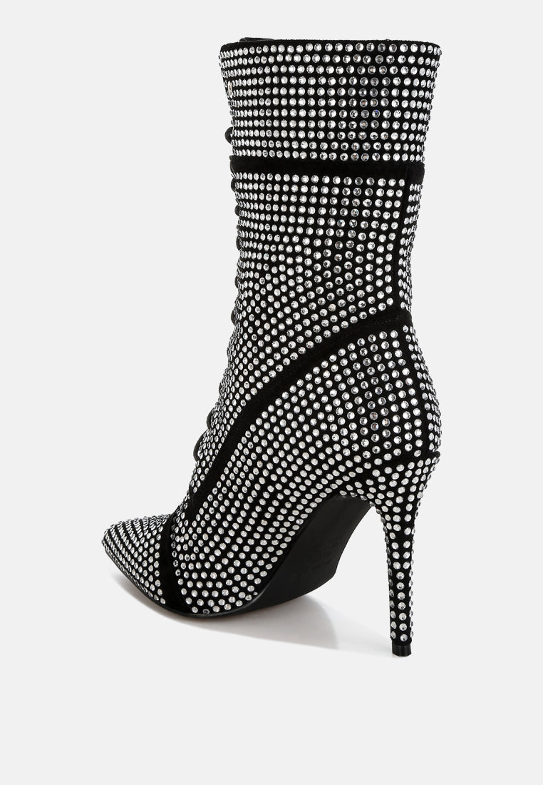 rhinestones embellished calf boots by ruw#color_black