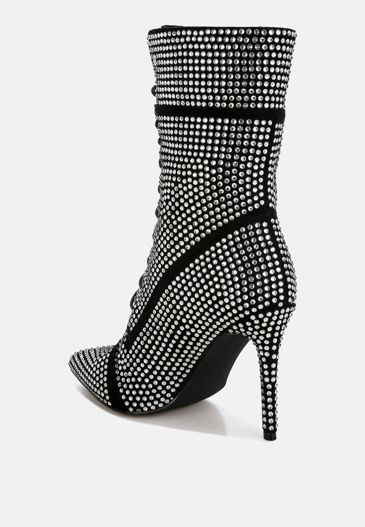 rhinestones embellished calf boots by ruw#color_black