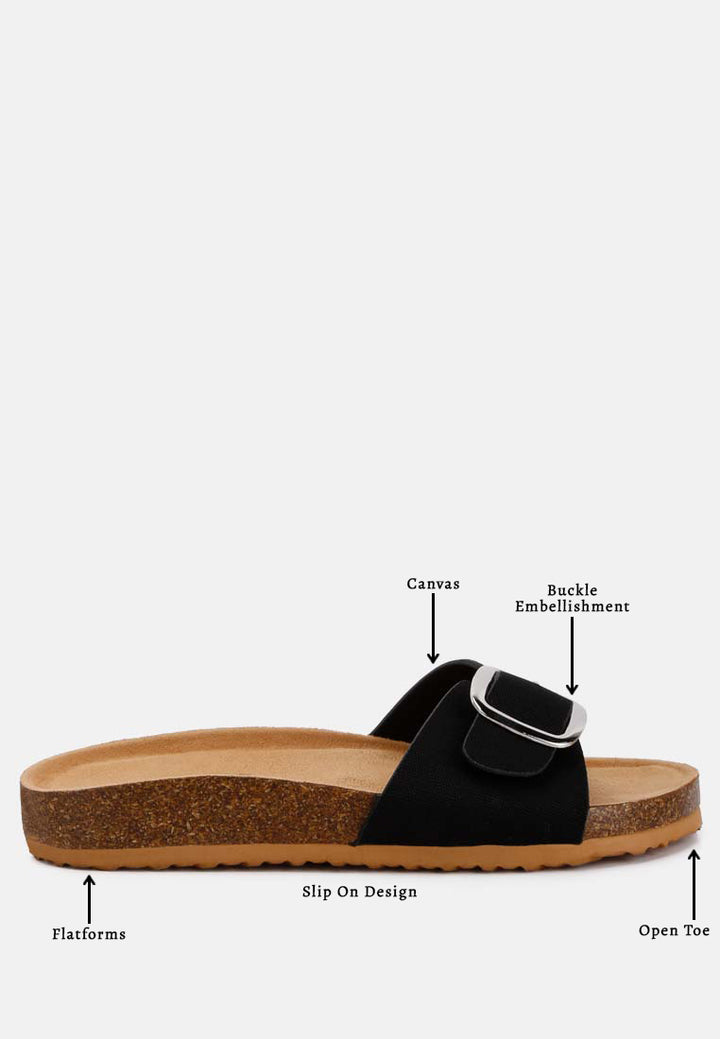 buckle strap slip-on sandals by ruw#color_black