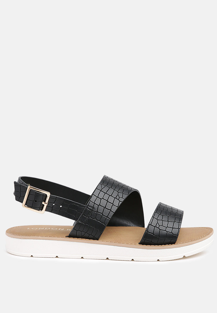 croc print sling-back sandal#color_black