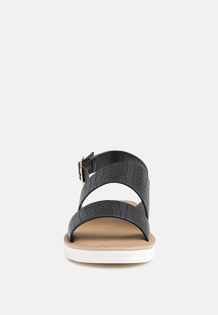 croc print sling-back sandal#color_black