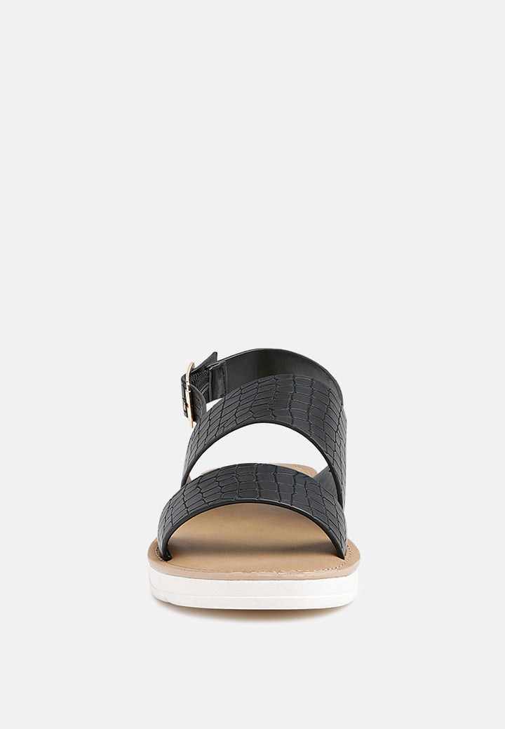 croc print sling-back sandal#color_black