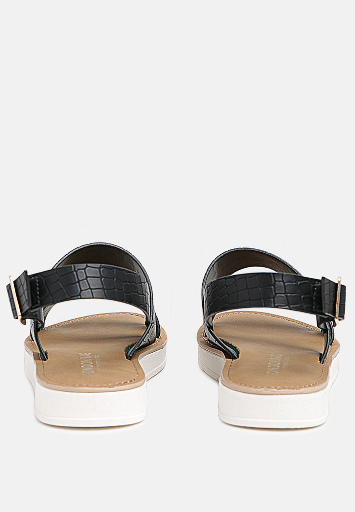 croc print sling-back sandal#color_black