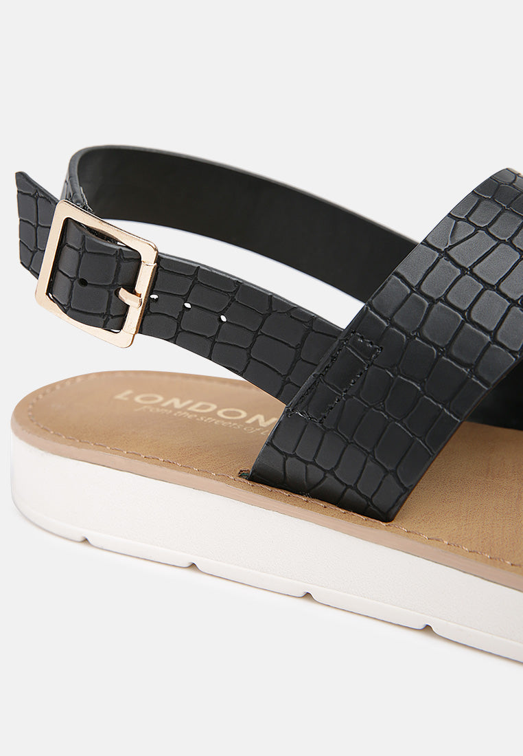 croc print sling-back sandal#color_black