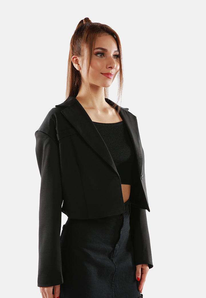 cropped half oversized blazer#color_black